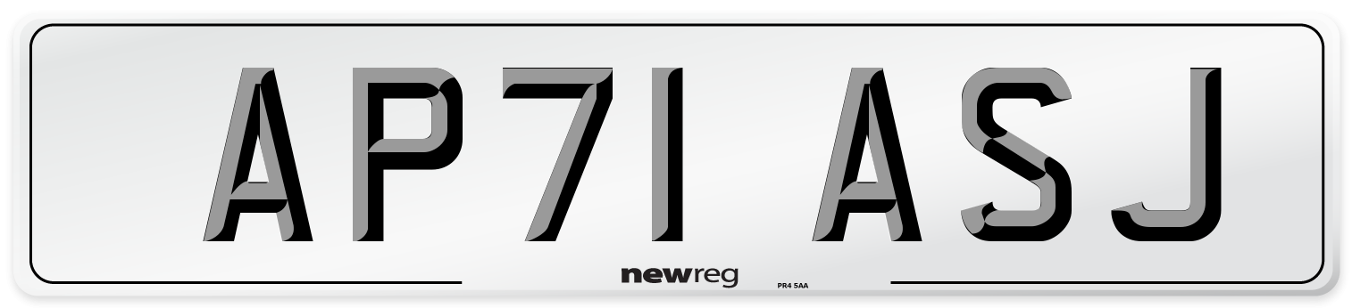 AP71 ASJ Number Plate from New Reg